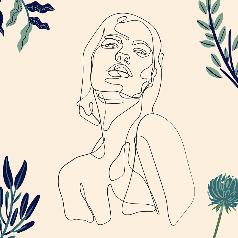 Πίνακας σε καμβά Line Art Blossoming Woman